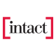 The word "intact" in black lowercase letters is flanked by two red square brackets on a white background, reflecting the clean and modern branding often seen with a leading Calgary Restoration Company.
