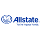 Allstate logo with two hands forming a protective shape inside a circle, accompanied by the slogan "You're in good hands," ideal for a Calgary Restoration Company.
