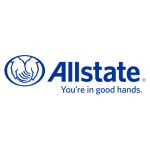 Allstate logo with two hands forming a protective shape inside a circle, accompanied by the slogan "You're in good hands," ideal for a Calgary Restoration Company.